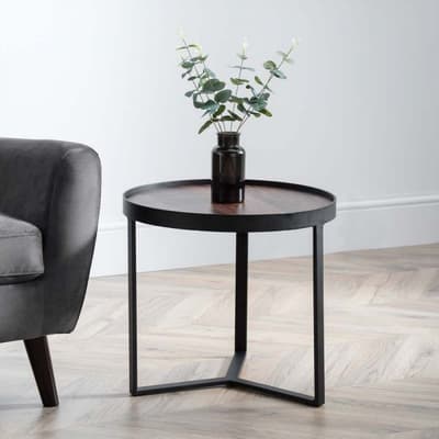 Loft Walnut Metal Side Table