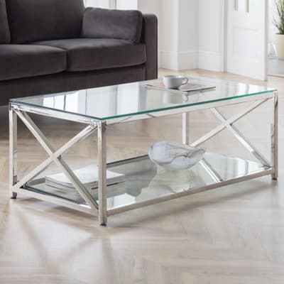 Miami Silver Glass and Metal Coffee Table