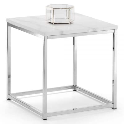 Scala Silver Marble and Metal Side Table