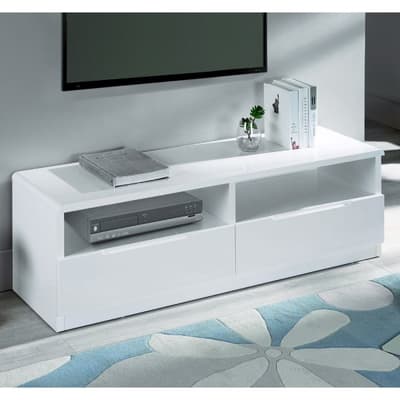 Manhattan White Wooden 2 Drawer TV Unit