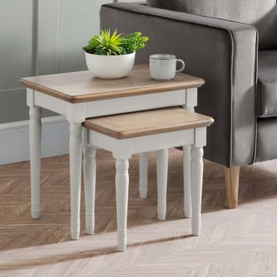 Provence Light Grey Wooden Nest of Tables