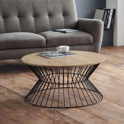 Jersey Oak Wooden and Metal Round Coffee Table