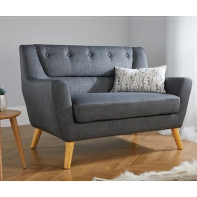 Lambeth 2 Seater Grey Fabric Sofa