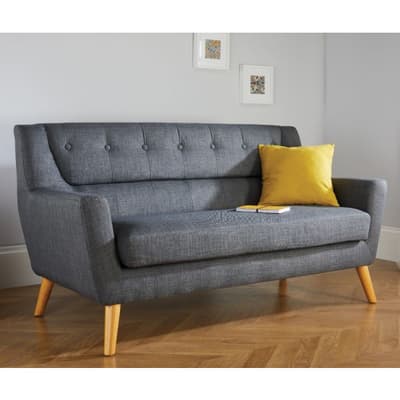 Lambeth 3 Seater Grey Fabric Sofa