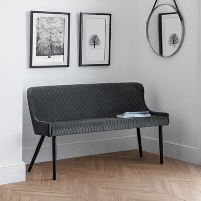 Luxe Grey Velvet Fabric High Dining Bench