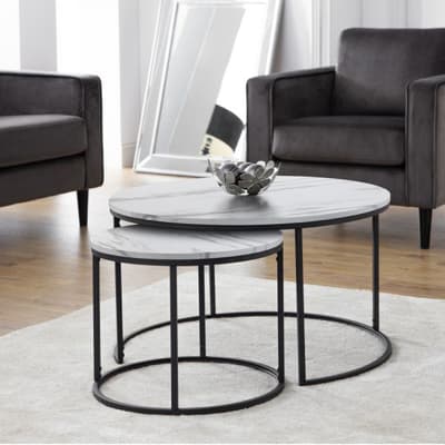 Bellini White Metal Nest of Coffee Tables
