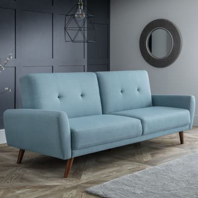 Monza Blue Linen Sofa Bed