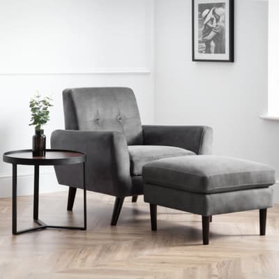 Monza Dark Grey Velvet Chair