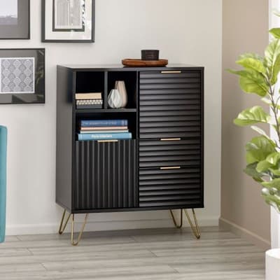 Murano Black Wooden 2 Door 2 Drawer Sideboard
