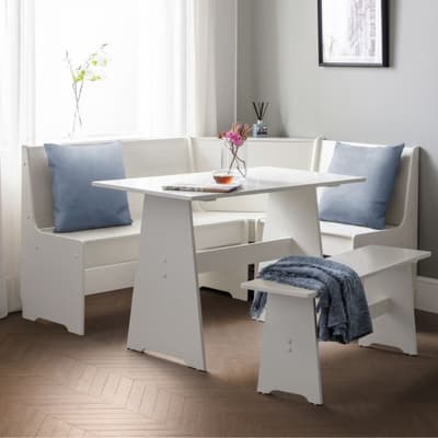 Newport White Wooden Corner Dining Table Set