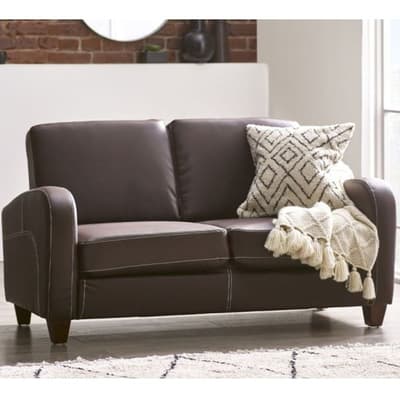 Vivo Brown Faux Leather 2 Seater Sofa Vivo Brown Faux Leather 2 Seater Sofa