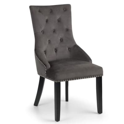 Veneto Grey Velvet Fabric Dining Chair x 2