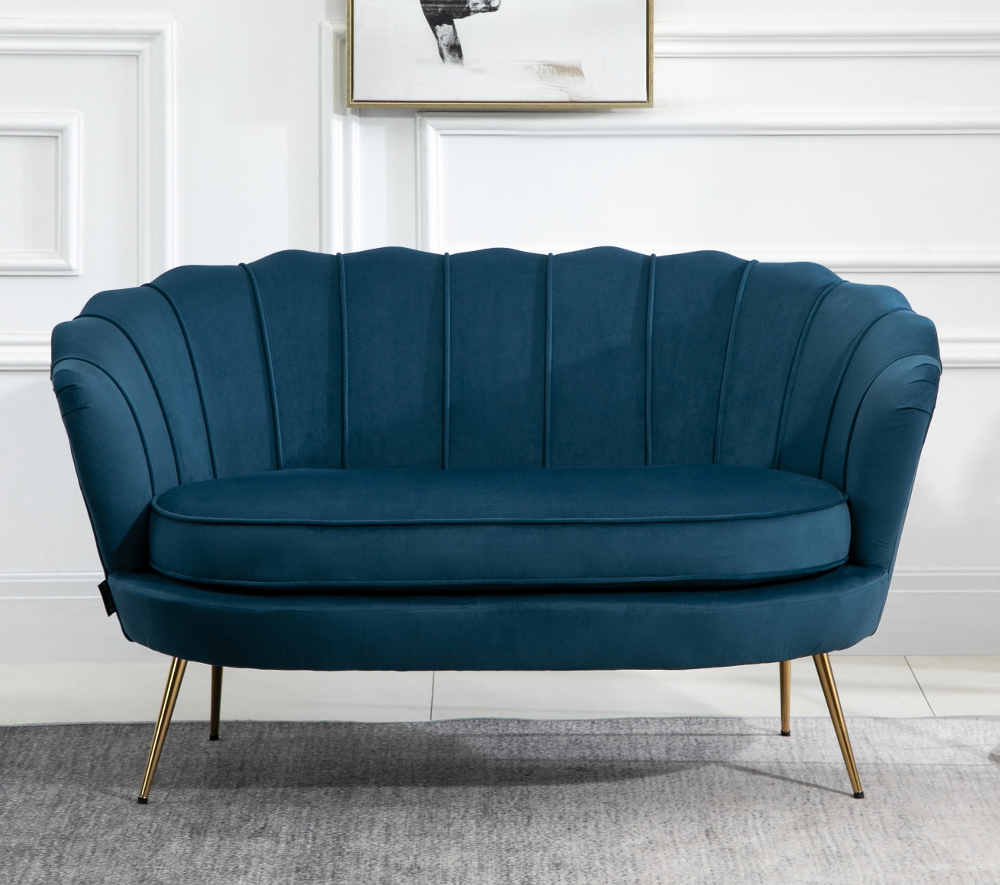 Happy Beds Ariel Blue 2 Seater Sofa Front View