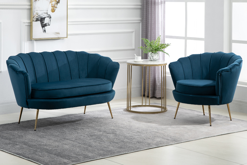 Happy Beds Ariel Blue 2 Seater Sofa & Chair