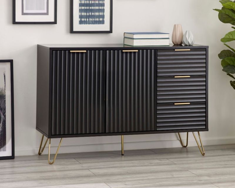 Murano Matte Black Large Sideboard