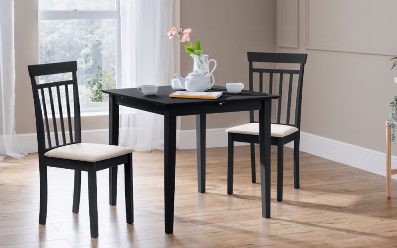 Rufford Black Extending Dining Table with Coast Black Chairs Dining Set
