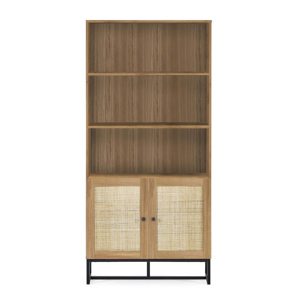 Padstow Oak Rattan Bookcase