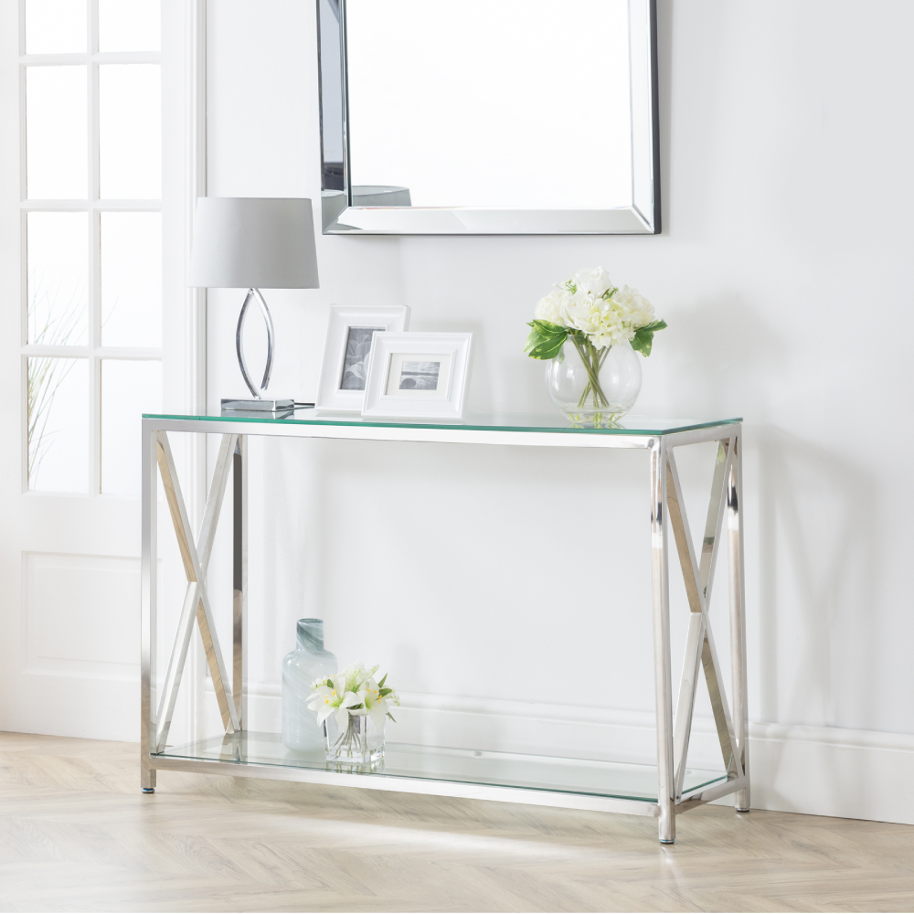 Silver narrow new arrivals console table